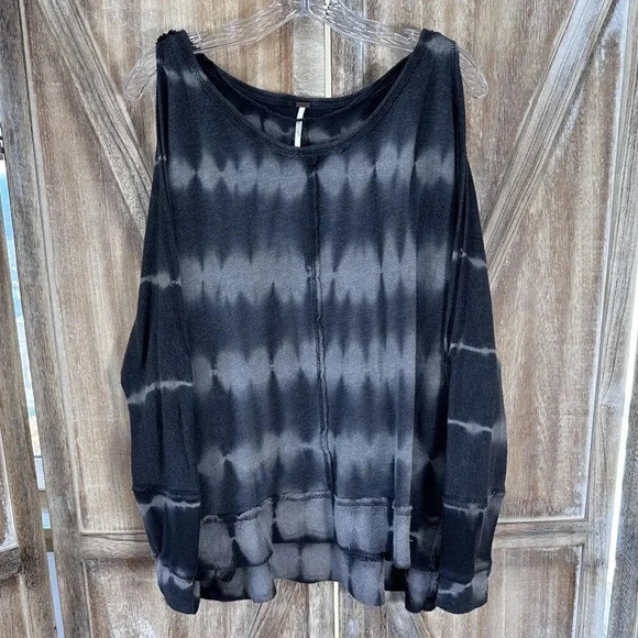 Free People Tie Dye Cold Shoulder Pullover - Picture 2 of 5